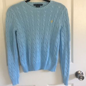 Ralph Lauren blue cable knit sweater